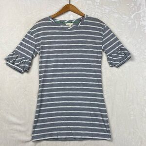 Matilda Jane Navigate You White Grey Striped Ruffle Sleeve Shirt XSmall